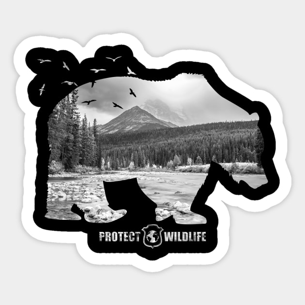 Protect Wildlife - Nature - Bear Silhouette Sticker by JTYDesigns